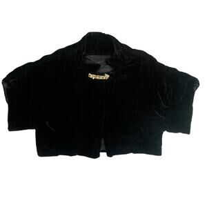 Vintage Womens Bolero Sz S Shrug Holiday Christmas Velvet Rhinestone Dark Glam